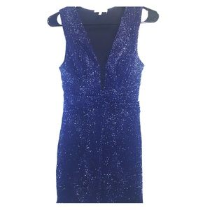 Navy blue sparkly dress V-neck down
